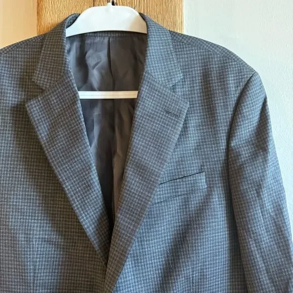 Peter Millar 100% Wool Plaid Gray Blazer Suit Jacket 42R - Picture 2 of 10